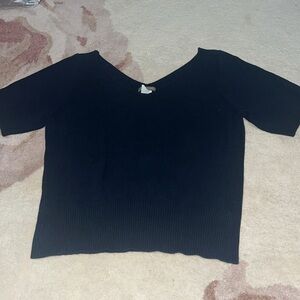 J. Crew Navy Blue V-Neck Short Sleeve Sweater